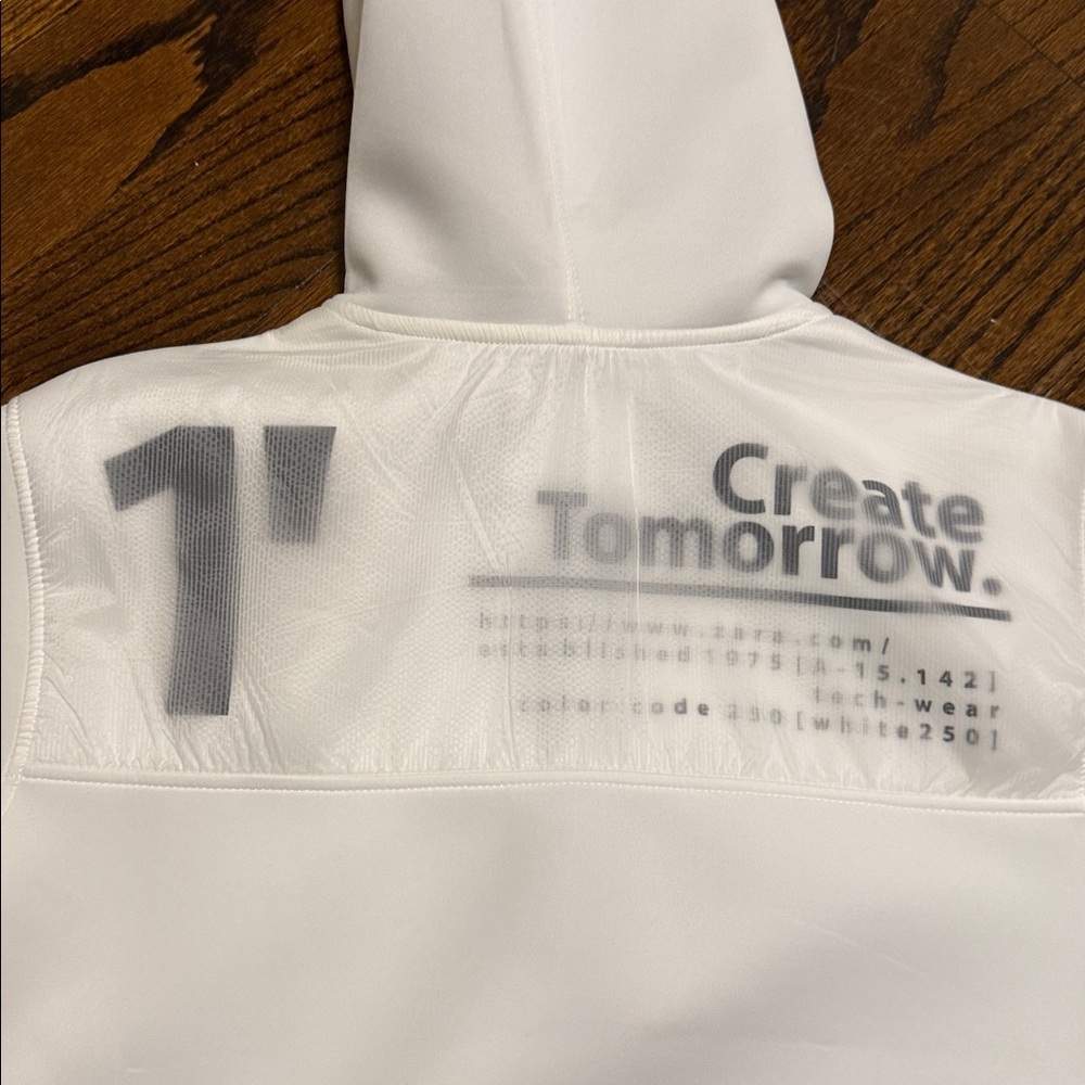 Zara White Kids Neoprene Hoodie with Black Accents - Picture 5 of 5